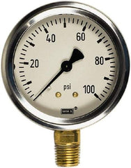 Wika - 2-1/2" Dial, 1/4 Thread, 0-400 Scale Range, Pressure Gauge - Center Back Connection Mount, Accurate to 1.5% of Scale - Best Tool & Supply