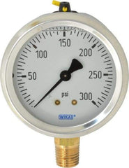 Wika - 2-1/2" Dial, 1/4 Thread, 0-300 Scale Range, Pressure Gauge - Lower Connection Mount, Accurate to 1.5% of Scale - Best Tool & Supply