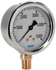 Wika - 2-1/2" Dial, 1/4 Thread, 0-5,000 Scale Range, Pressure Gauge - Lower Connection Mount, Accurate to 1.5% of Scale - Best Tool & Supply