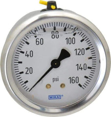 Wika - 2-1/2" Dial, 1/4 Thread, 0-160 Scale Range, Pressure Gauge - Center Back Connection Mount, Accurate to 1.5% of Scale - Best Tool & Supply