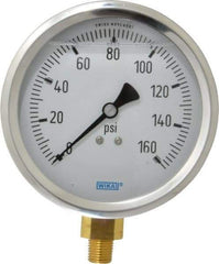 Wika - 4" Dial, 1/4 Thread, 0-160 Scale Range, Pressure Gauge - Lower Connection Mount, Accurate to 1% of Scale - Best Tool & Supply