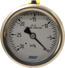 Wika - 2-1/2" Dial, 1/4 Thread, 30-0 Scale Range, Pressure Gauge - Center Back Connection Mount, Accurate to 1.5% of Scale - Best Tool & Supply