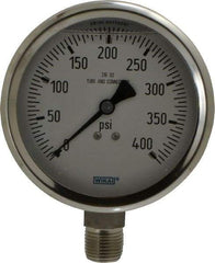 Wika - 4" Dial, 1/2 Thread, 0-400 Scale Range, Pressure Gauge - Lower Connection Mount, Accurate to 1% of Scale - Best Tool & Supply