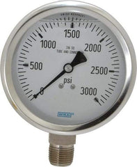 Wika - 4" Dial, 1/2 Thread, 0-3,000 Scale Range, Pressure Gauge - Lower Connection Mount, Accurate to 1% of Scale - Best Tool & Supply