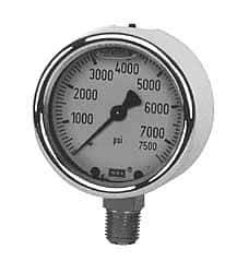 Wika - 4" Dial, 1/4 Thread, 0-3,000 Scale Range, Pressure Gauge - Lower Back Connection Mount, Accurate to 1% of Scale - Best Tool & Supply