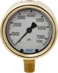 Wika - 2-1/2" Dial, 1/4 Thread, 0-7,500 Scale Range, Pressure Gauge - Lower Connection Mount, Accurate to 1.5% of Scale - Best Tool & Supply