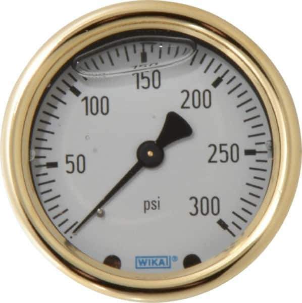 Wika - 2-1/2" Dial, 1/4 Thread, 0-300 Scale Range, Pressure Gauge - Back Connection Mount, Accurate to 1.5% of Scale - Best Tool & Supply