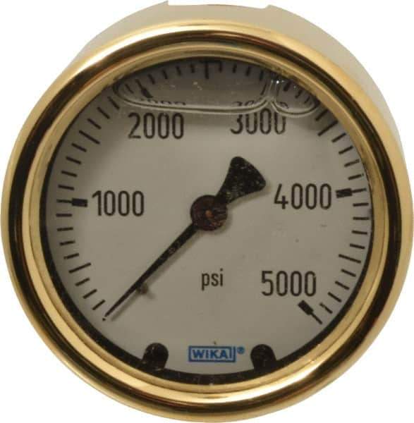 Wika - 2-1/2" Dial, 1/4 Thread, 0-5,000 Scale Range, Pressure Gauge - Back Connection Mount, Accurate to 1.5% of Scale - Best Tool & Supply