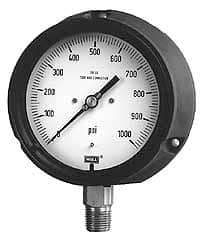 Wika - 4-1/2" Dial, 1/2 Thread, 0-200 Scale Range, Pressure Gauge - Lower Connection, Rear Flange Connection Mount, Accurate to 0.5% of Scale - Best Tool & Supply