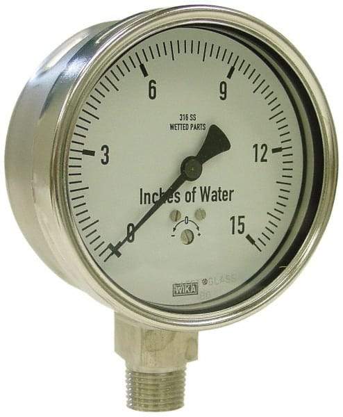 Wika - 4" Dial, 1/4 Thread, 0-100/0-2,500 Scale Range, Pressure Gauge - Lower Connection Mount, Accurate to 1.5% of Scale - Best Tool & Supply