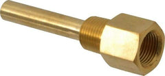 Alloy Engineering - 4 Inch Overall Length, 1/2 Inch Thread, Brass Standard Thermowell - 2-1/2 Inch Insertion Length - Best Tool & Supply