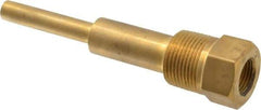 Alloy Engineering - 6 Inch Overall Length, 1 Inch Thread, Brass Standard Thermowell - 4-1/2 Inch Insertion Length - Best Tool & Supply