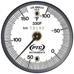 PTC Instruments - -100 to 160°F, 2 Inch Dial Diameter, Dual Magnet Mount Thermometer - 2° Division Graduation - Best Tool & Supply