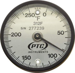 PTC Instruments - 250°F, 2 Inch Dial Diameter, Dual Magnet Mount Thermometer - 2° Division Graduation - Best Tool & Supply