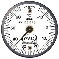 PTC Instruments - -15 to 65°C, 2 Inch Dial Diameter, Dual Magnet Mount Thermometer - 1° Division Graduation - Best Tool & Supply