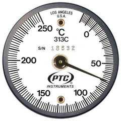 PTC Instruments - -20 to 200°C, 2 Inch Dial Diameter, Dual Magnet Mount Thermometer - 2° Division Graduation - Best Tool & Supply