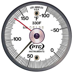 PTC Instruments - -100 to 160°F, 2 Inch Dial Diameter, Dual Magnet Mount Thermometer - 2° Division Graduation - Best Tool & Supply