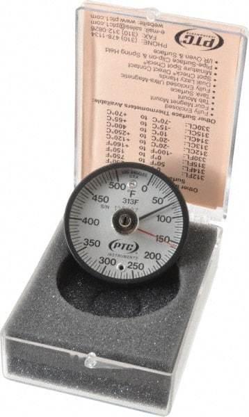 PTC Instruments - 500°F, 2 Inch Dial Diameter, Dual Magnet Mount Thermometer - 5° Division Graduation - Best Tool & Supply