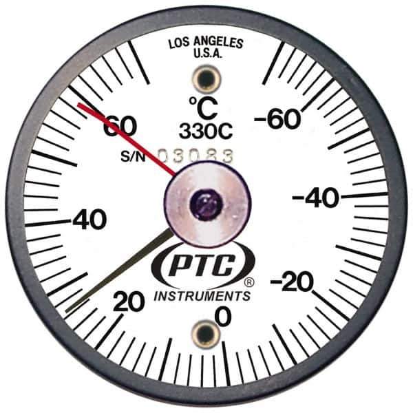 PTC Instruments - -70 to 70°C, 2 Inch Dial Diameter, Dual Magnet Mount Thermometer - 2° Division Graduation - Best Tool & Supply