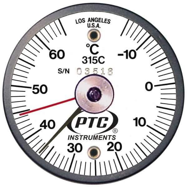 PTC Instruments - -15 to 65°C, 2 Inch Dial Diameter, Dual Magnet Mount Thermometer - 1° Division Graduation - Best Tool & Supply