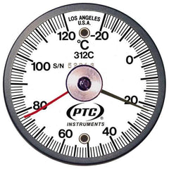 PTC Instruments - -20 to 120°C, 2 Inch Dial Diameter, Dual Magnet Mount Thermometer - 1° Division Graduation - Best Tool & Supply