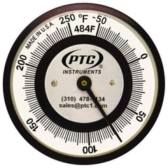 PTC Instruments - -50 to 250°F, 2 Inch Dial Diameter, Pipe Surface Clip On Thermometer - 2° Division Graduation - Best Tool & Supply