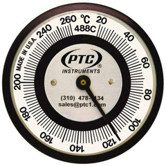 PTC Instruments - 20 to 260°C, 2 Inch Dial Diameter, Pipe Surface Spring Held Thermometer - 5° Division Graduation - Best Tool & Supply