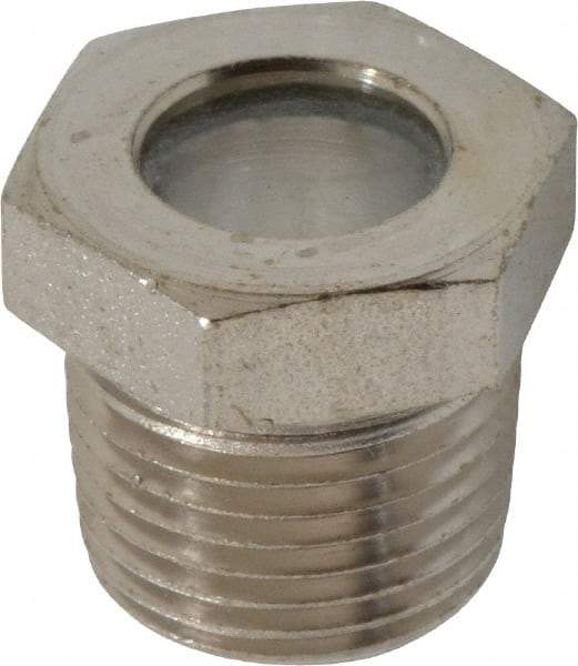 LDI Industries - 7/16" Sight Diam, 3/8" Thread, 0.72" OAL, High Pressure Fused Pipe Thread, Open View Sight Glass & Flow Sight - 3/4" Head, 1,850 Max psi, 3/8-18 Thread - Best Tool & Supply