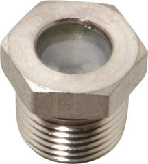 LDI Industries - 7/16" Sight Diam, 3/8" Thread, 0.72" OAL, High Pressure Fused Pipe Thread with Reflector Sight Glass & Flow Sight - 3/4" Head, 1,850 Max psi, 3/8-18 Thread - Best Tool & Supply