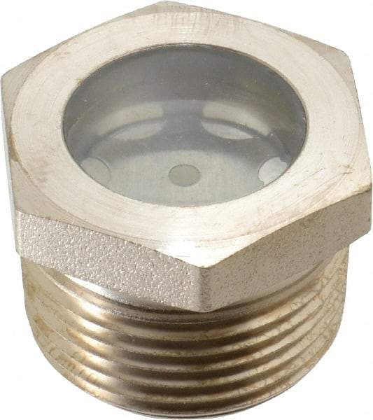 LDI Industries - 15/16" Sight Diam, 1" Thread, 1.06" OAL, High Pressure Fused Pipe Thread with Reflector Sight Glass & Flow Sight - 1-3/8" Head, 1,250 Max psi, 1 to 11-1/2 Thread - Best Tool & Supply