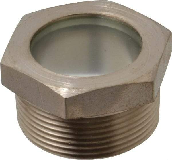 LDI Industries - 1-7/16" Sight Diam, 1-1/2" Thread, 1.22" OAL, High Pressure Fused Pipe Thread, Open View Sight Glass & Flow Sight - 2" Head, 750 Max psi, 1-1/2 to 11-1/2 Thread - Best Tool & Supply