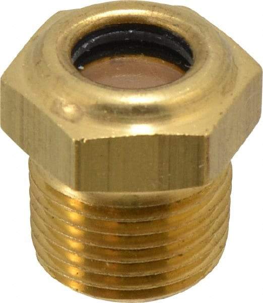 LDI Industries - 7/16" Sight Diam, 3/8" Thread, 0.88" OAL, Low Pressure Pipe Thread Lube Sight, Open View Sight Glass & Flow Sight - 3/4" Head, 30 Max psi, 3/8-18 Thread - Best Tool & Supply