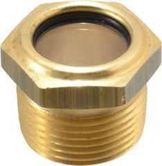 LDI Industries - 3/4" Sight Diam, 3/4" Thread, 1" OAL, Low Pressure Pipe Thread Lube Sight, Open View Sight Glass & Flow Sight - 1-1/8" Head, 10 Max psi, 3/4-14 Thread - Best Tool & Supply