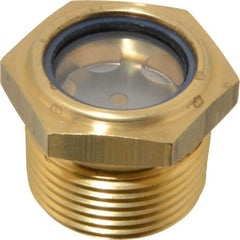 LDI Industries - 31/32" Sight Diam, 1" Thread, 1.19" OAL, Low Pressure Pipe Thread Lube Sight with Reflector Sight Glass & Flow Sight - 1-7/16" Head, 7 Max psi, 1 to 11-1/2 Thread - Best Tool & Supply