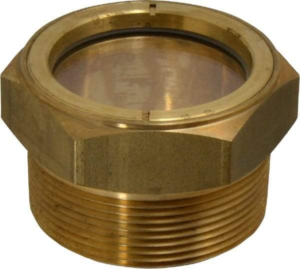 LDI Industries - 1-7/8" Sight Diam, 2" Thread, 1.69" OAL, Low Pressure Pipe Thread Lube Sight, Open View Sight Glass & Flow Sight - 2-1/2" Head, 2 Max psi, 2 to 11-1/2 Thread - Best Tool & Supply