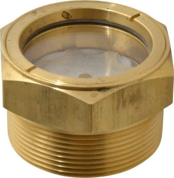 LDI Industries - 1-7/8" Sight Diam, 2" Thread, 1.69" OAL, Low Pressure Pipe Thread Lube Sight with Reflector Sight Glass & Flow Sight - 2-1/2" Head, 2 Max psi, 2 to 11-1/2 Thread - Best Tool & Supply