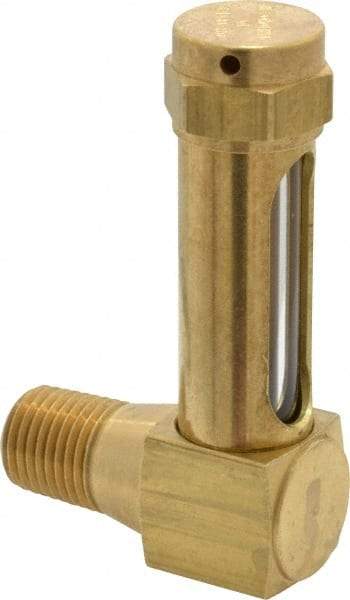 LDI Industries - 1-3/8 Inch Long Sight, 1/4 Inch Thread Size, Buna-N Seal Short Elbow, Vented Oil-Level Indicators and Gauge - 2-3/8 Inch Length to Center of Base - Best Tool & Supply