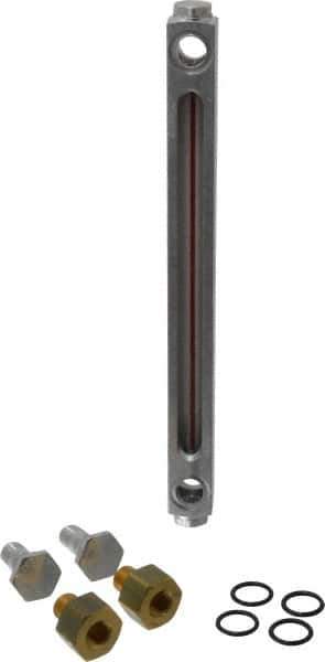 LDI Industries - 1/2-18 Thread, 7-1/2 Inch Sight Length, 290 Max psi, Closed Circuit Liquid Level Sight Gauge with Pipe Adapter - 9 Inch Length to Center of Base, 10-5/8 Inch Overall Length, Buna-N Seal - Best Tool & Supply