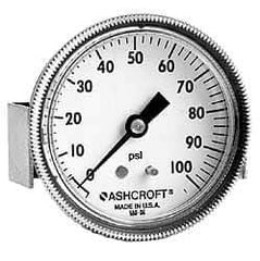 Ashcroft - 3-1/2" Dial, 1/4 Thread, 0-15 Scale Range, Pressure Gauge - Center Back Connection Mount - Best Tool & Supply