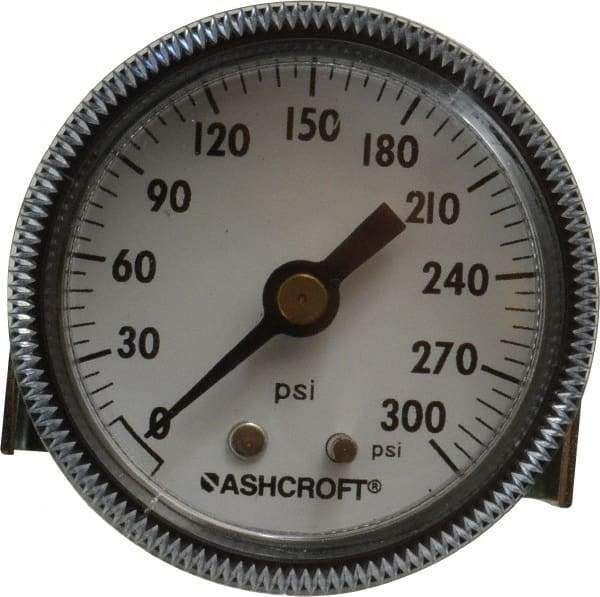 Ashcroft - 2" Dial, 1/4 Thread, 0-300 Scale Range, Pressure Gauge - Center Back Connection Mount - Best Tool & Supply