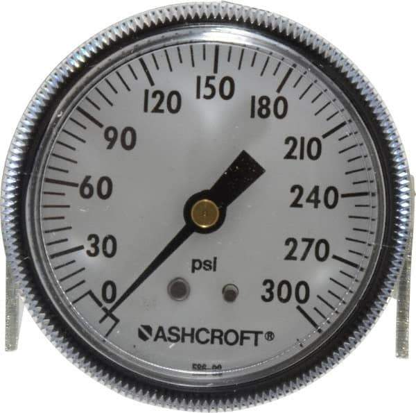 Ashcroft - 2-1/2" Dial, 1/4 Thread, 0-300 Scale Range, Pressure Gauge - Center Back Connection Mount - Best Tool & Supply