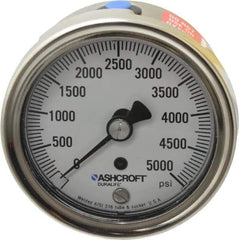 Ashcroft - 2-1/2" Dial, 1/4 Thread, 0-5,000 Scale Range, Pressure Gauge - Center Back Connection Mount, Accurate to 1% of Scale - Best Tool & Supply