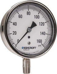 Ashcroft - 3-1/2" Dial, 1/4 Thread, 0-160 Scale Range, Pressure Gauge - Lower Connection Mount, Accurate to 1% of Scale - Best Tool & Supply