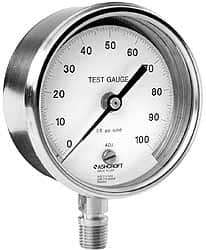 Ashcroft - 3" Dial, 1/4 Thread, 0-60 Scale Range, Pressure Gauge - Lower Connection Mount, Accurate to 0.5% of Scale - Best Tool & Supply