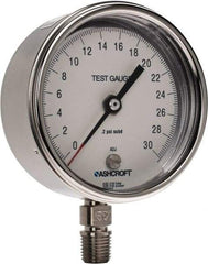 Ashcroft - 3" Dial, 1/4 Thread, 0-30 Scale Range, Pressure Gauge - Lower Connection Mount, Accurate to 0.5% of Scale - Best Tool & Supply