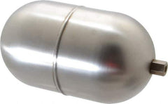 Made in USA - 4" Diam x 7" Long, Oblong, Hex Spud Connection, Metal Float - 1/4-20 Thread, Stainless Steel, 150 Max psi, 19 Gauge - Best Tool & Supply