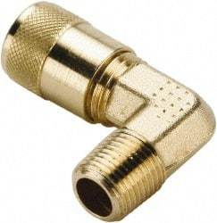 Parker - 1/8-27 Male Pipe, 500 Max psi, 1/4" Tube OD, Forged Male Elbow Access Valve - Brass - Best Tool & Supply