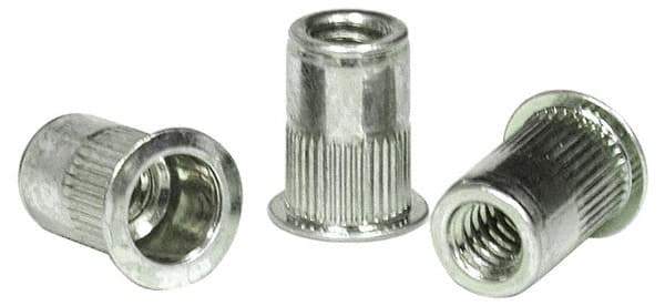 RivetKing - #10-24, 0.13 to 0.225" Grip, 19/64" Drill, Aluminum Standard Rivet Nut - Uncoated, Countersunk Head - Best Tool & Supply