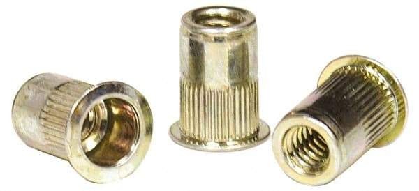 RivetKing - 0.13 to 0.225" Grip, Steel Standard Rivet Nut - Zinc Yellow Dichromate Finish, Flange Head - Best Tool & Supply