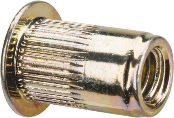 RivetKing - #10-32, 0.02 to 0.13" Grip, Steel Standard Rivet Nut - Zinc Yellow Dichromate Finish, Countersunk Head - Best Tool & Supply